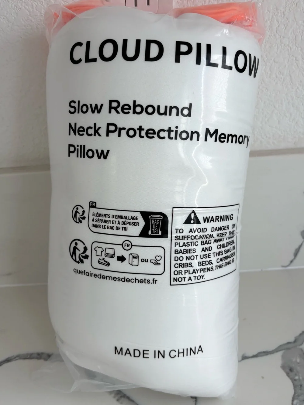 Mellow Sleep Contour Memory Foam Neck Cloud Pillow for Neck Support - White